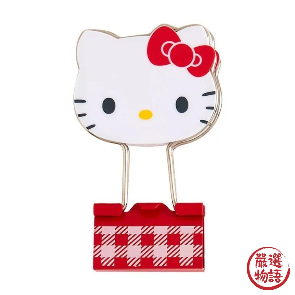 日本 Sanrio 三麗鷗精緻格紋造型長尾夾 3入組|文件夾 資料夾 長尾夾 手帳夾 書夾 燕尾夾 日本文具 日本進口-圖片-4