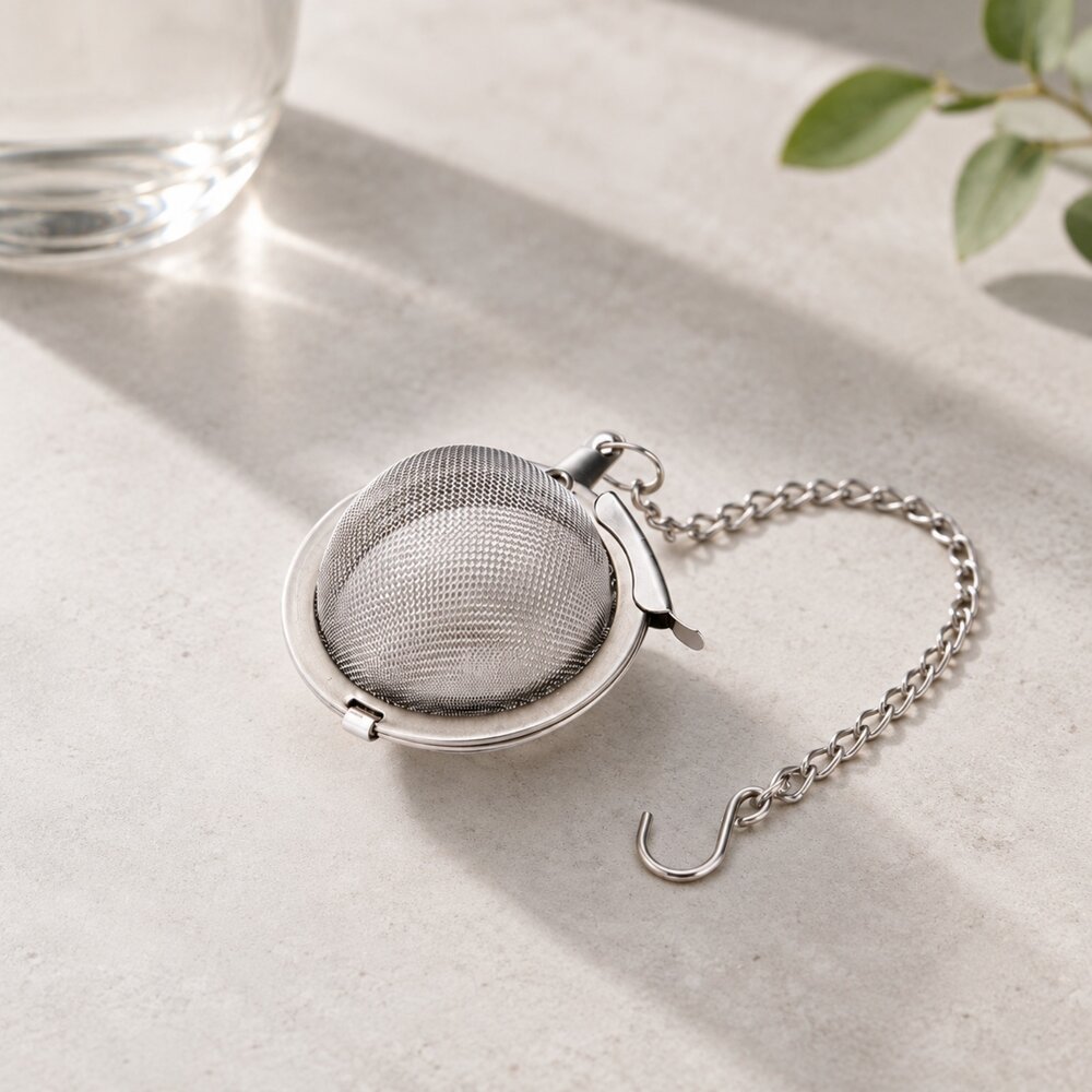 SF-022049-日本製 不銹鋼球型濾器 附掛鍊 泡枸杞 茶葉 花茶 日本進口
