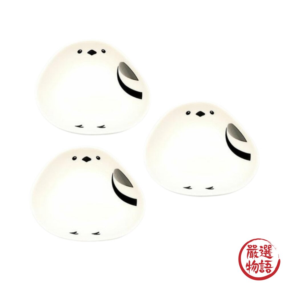 雪之精靈長尾山雀碟子3入組|醬料碟 醬油碟 點心碗 飾品盤 陶瓷小碗 可微波 食洗機適用 甜點盤 日本進口-圖片-1
