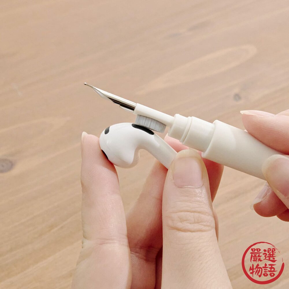 日本3COINS 耳機清潔筆|3WAY多功能清潔刷 AirPods 耳機盒 手機 小刷子 縫隙清潔刷 日本進口-圖片-2