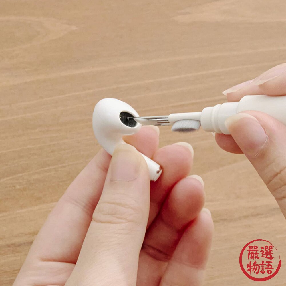 日本3COINS 耳機清潔筆|3WAY多功能清潔刷 AirPods 耳機盒 手機 小刷子 縫隙清潔刷 日本進口-圖片-3