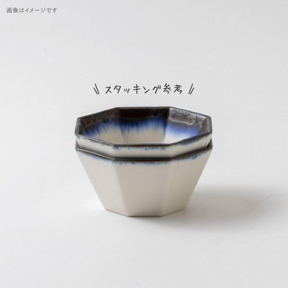 SF-022172-現貨 日本製 職人窯燒陶瓷 美濃燒 藍月白八角小缽 100ml | 日系手作感小碗 醬油碟 沙拉碗 點心碗 日本進口