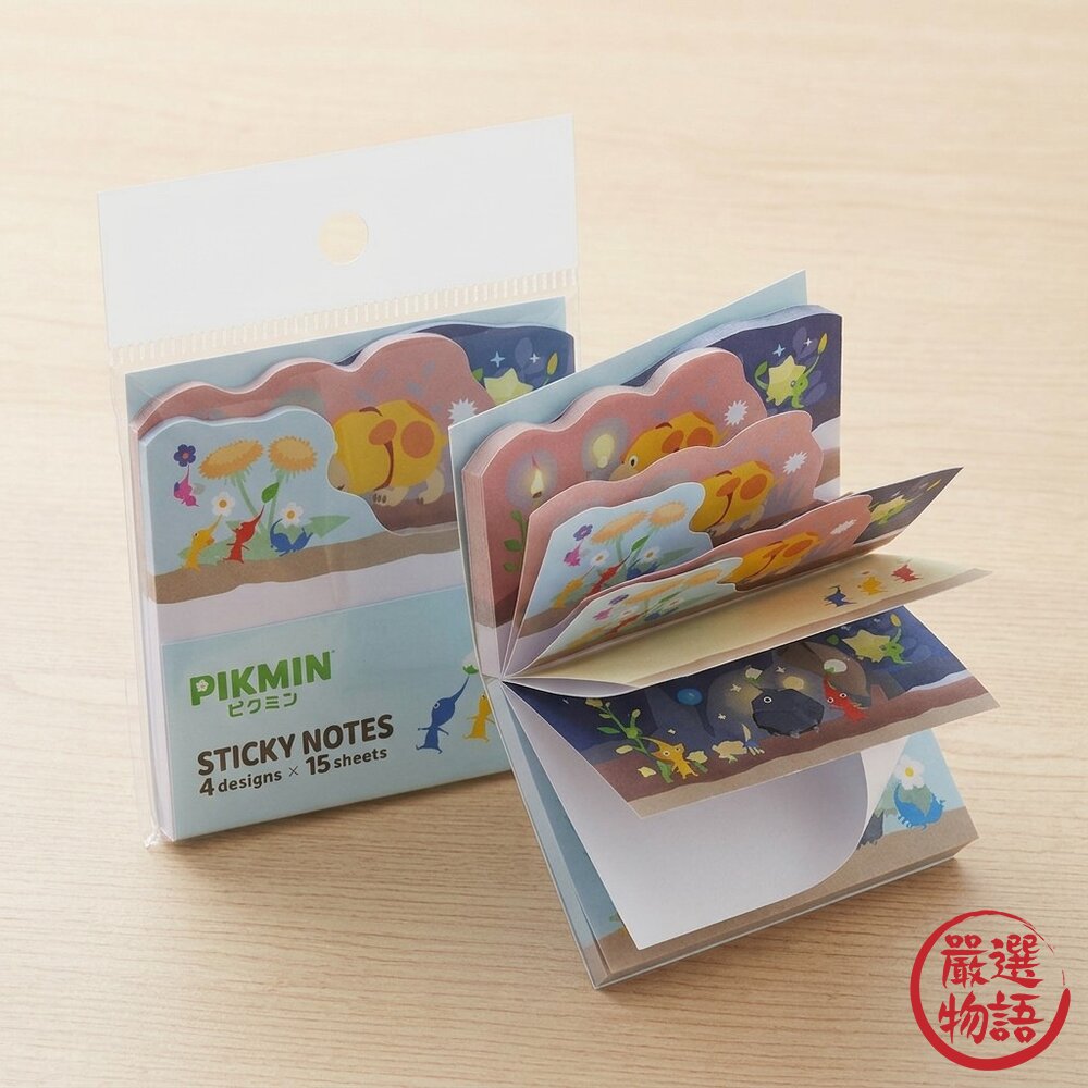 皮克敏 防翻頁書夾、造型便利貼60張|黃色 藍色 索引貼 手帳素材 書擋 書本夾 便條紙 便簽 日本進口-圖片-2