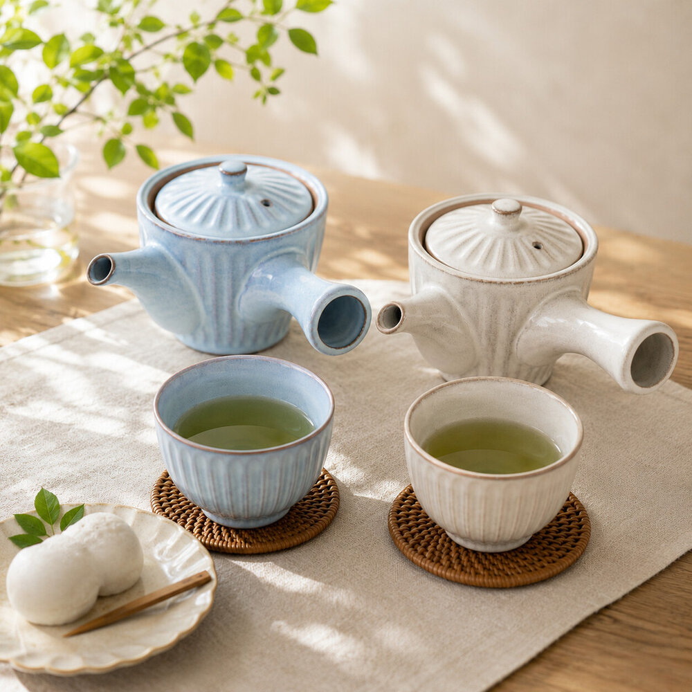 SF-022222-日本製 菊型急須 美濃燒 350ml 附濾網 日式茶壺 泡茶壺 煎茶壺 茶具 茶杯