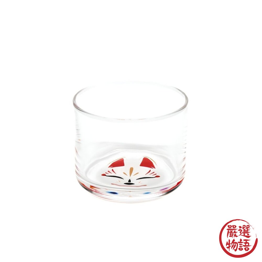 日本製 狐狸面具圖案 迷你玻璃杯|職人手作感玻璃杯 清酒杯 小酒杯 日本傳統圖案 威士忌杯 水杯 日本進口-圖片-1