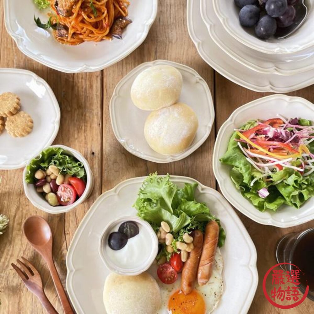 日本製 美濃燒 白瓷花瓣 沙拉碗 陶瓷碗 深碗 湯碗 日本進口-圖片-3