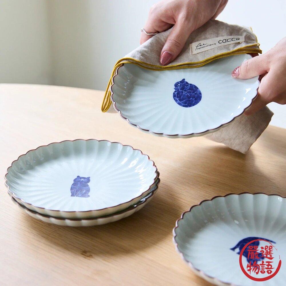 日本製 波佐見燒 吳須貓花邊皿 四款造型|可愛實用 小碟子 點心盤 貓咪小盤 貓咪碟子 日本進口-圖片-5