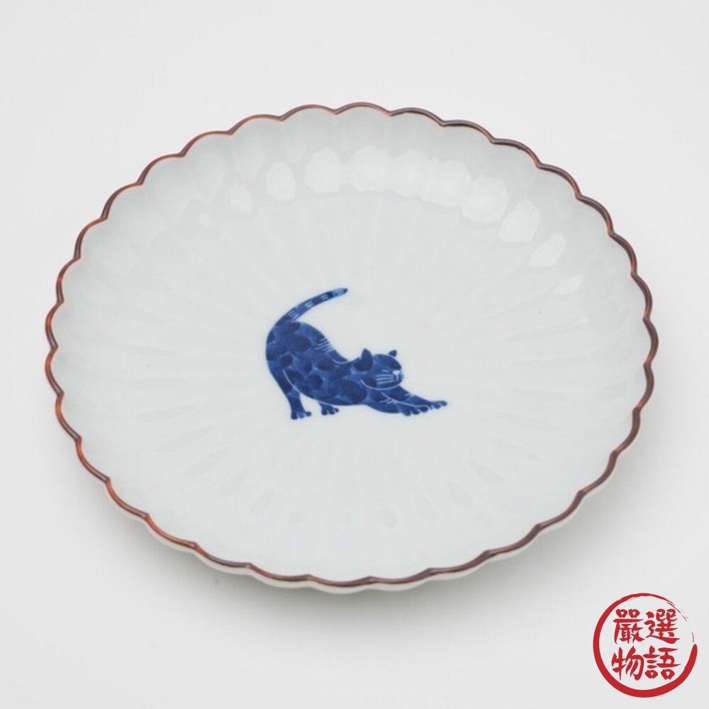 日本製 波佐見燒 吳須貓花邊皿 四款造型|可愛實用 小碟子 點心盤 貓咪小盤 貓咪碟子 日本進口-圖片-8