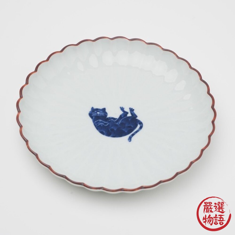 日本製 波佐見燒 吳須貓花邊皿 四款造型|可愛實用 小碟子 點心盤 貓咪小盤 貓咪碟子 日本進口-圖片-9