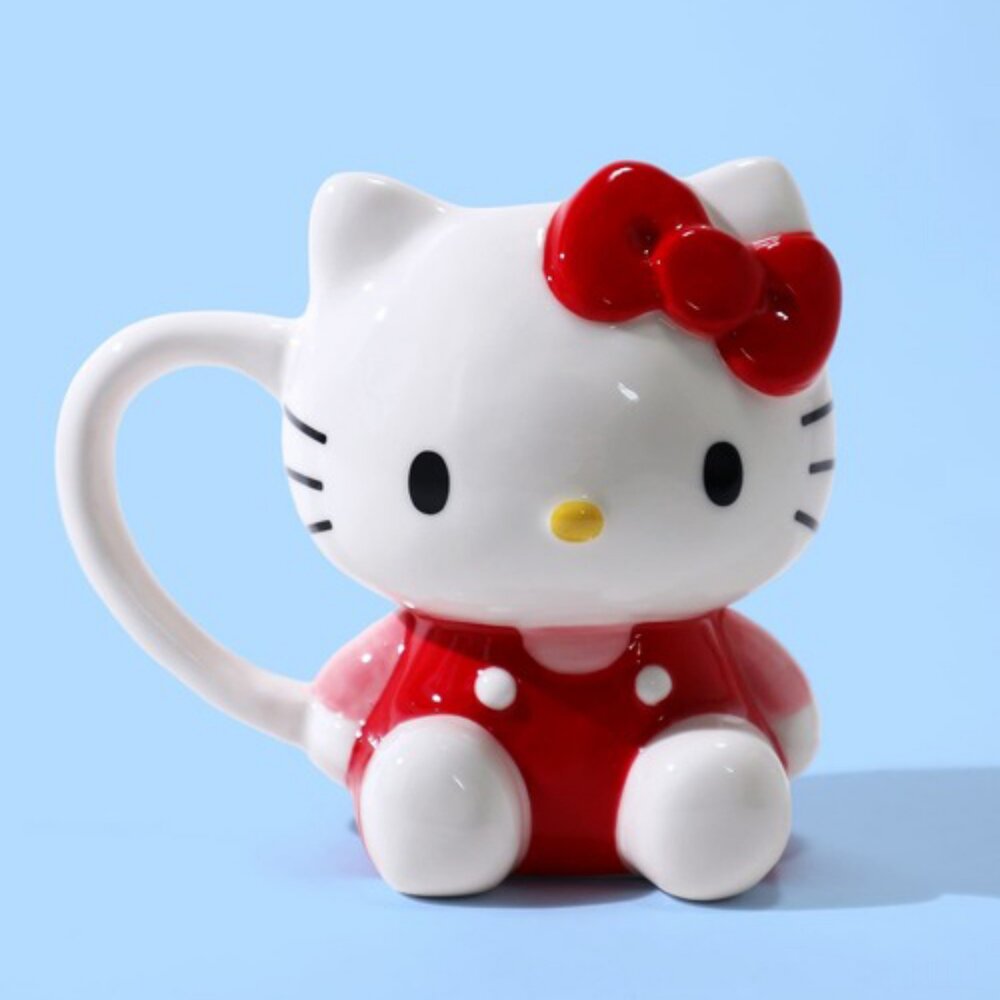 SF-022379-SANRIO 三麗鷗 凱蒂貓立體造型杯 200ml｜陶瓷咖啡杯 兒童水杯 造型馬克杯 可愛馬克杯 辦公室水杯 日本進口