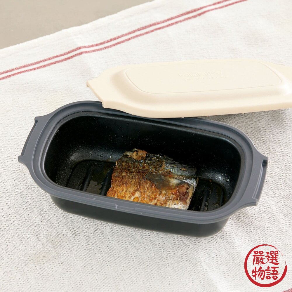 日本3COINS 微波爐料理神器 煎魚神器|煎/炒/煮/蒸/燉 一台六用 微波料理盒 六合一料理 日本進口-圖片-3