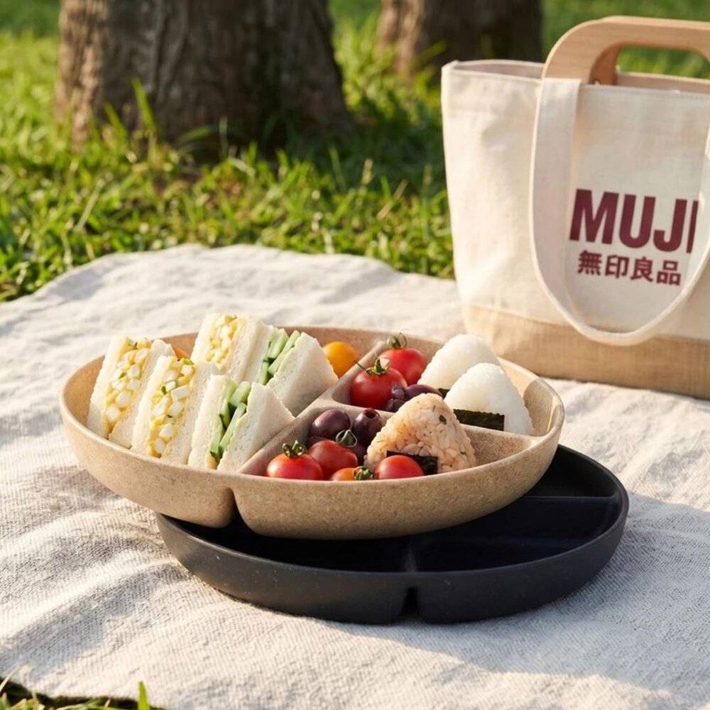 STK-021766-無印良品 MUJI 再生環保分隔盤 211餐盤 飲控專用餐盤 耐摔 可微波 兩入組