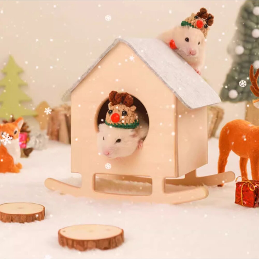 W003-售完不補!限時特賣!卡諾Carno 搖搖倉鼠小窩 鼠寶 倉鼠窩 睡覺窩 木製小屋