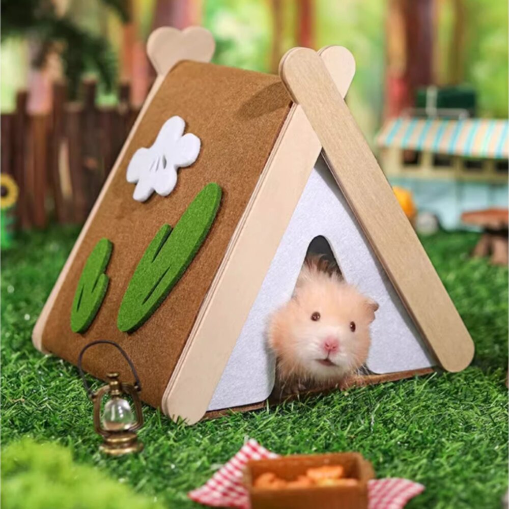 W014-售完不補!限時特賣! 卡諾Carno倉鼠灰色毛氈帳篷小窩