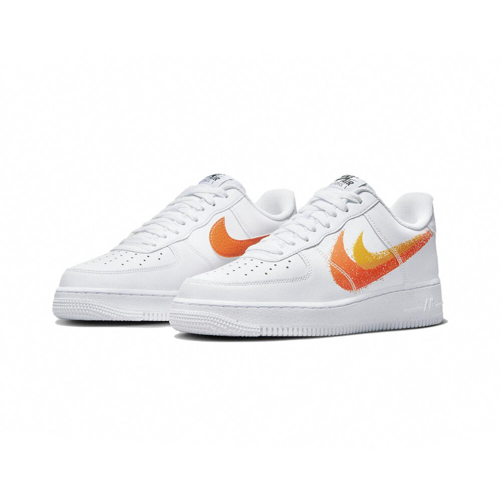 12798902342-Nike Air Force 1 Low 白橘 噴漆雙勾 FJ4228-100