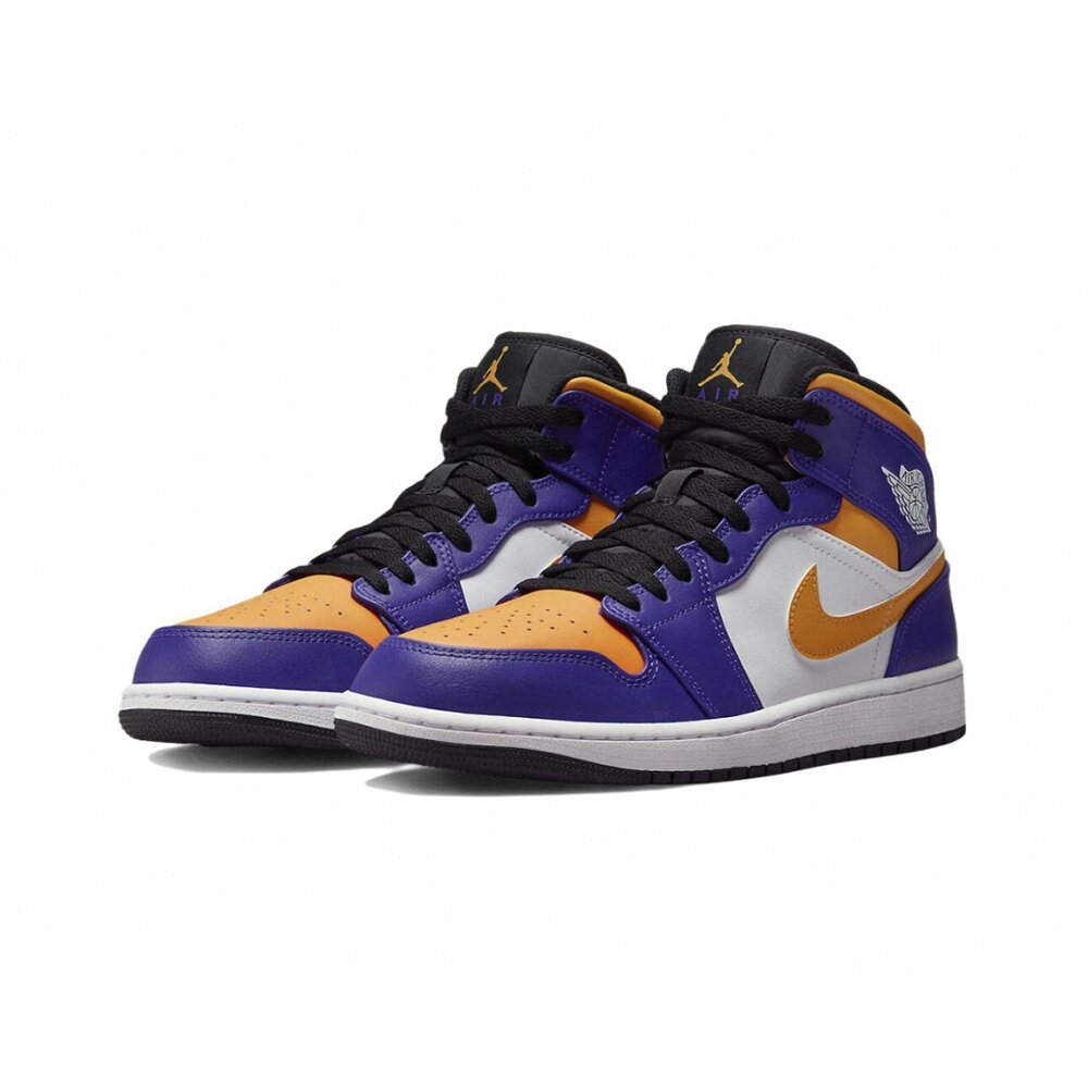 14994390693-Air Jordan 1 Mid Lakers 湖人 紫黃 男休閒鞋 DQ8426-517