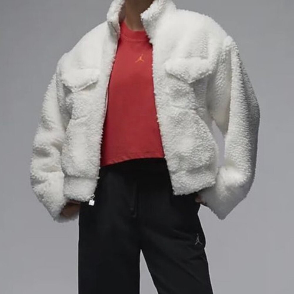 Jordan Jacket 羔羊毛短版外套 黑/白FD7169-010/FD7169-133-圖片-2