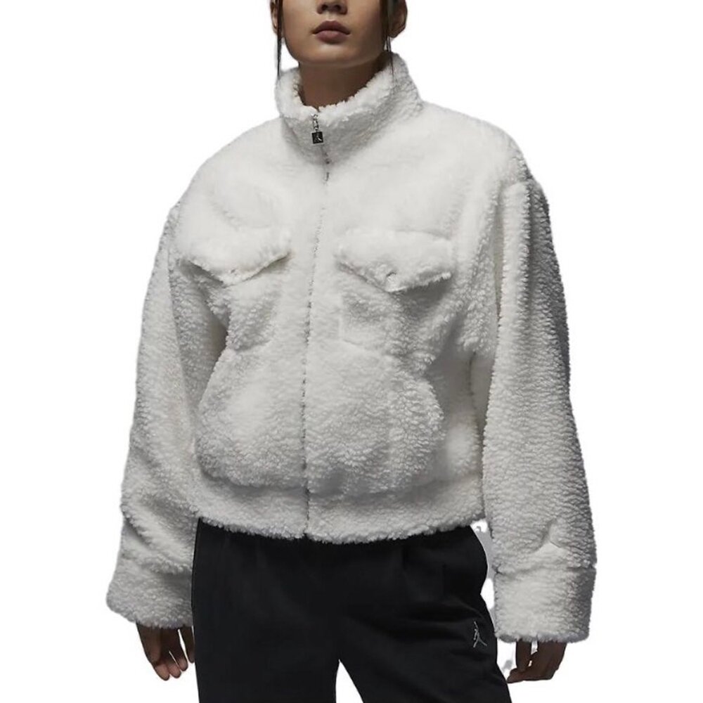 Jordan Jacket 羔羊毛短版外套 黑/白FD7169-010/FD7169-133-圖片-3