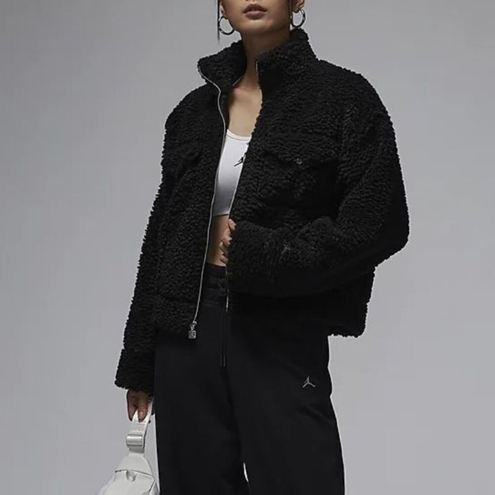 Jordan Jacket 羔羊毛短版外套 黑/白FD7169-010/FD7169-133-圖片-5
