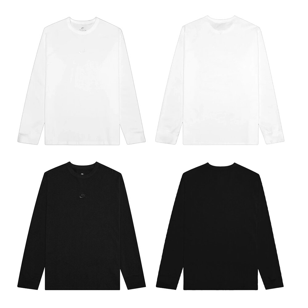 21555989945-Nike Sportwear 刺繡Logo 重磅棉 薄長袖 白/黑 DO7391