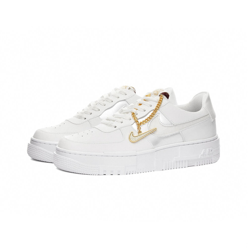22150761174-Nike Air Force 1 Pixel 灰銀米白 大金鍊 像素結構DC1160-100