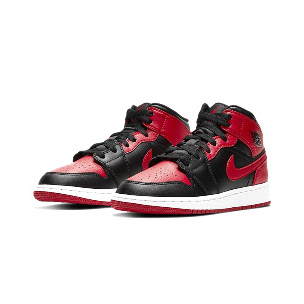 23076176121-Air Jordan 1 Mid GS Banned 黑紅 大童 休閒鞋554725-074
