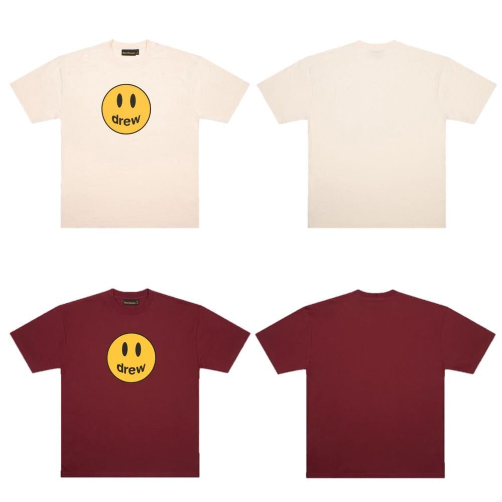23601125957-Drew House FW22 Mascot SS Tee 奶油白/酒紅 笑臉Logo 短袖