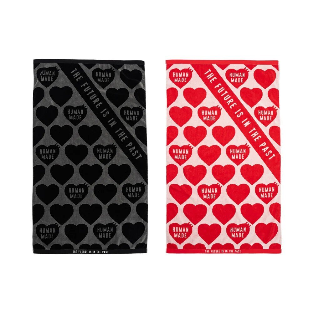 24584240940-Human Made 愛心毛毯 紅/黑 浴巾 毛巾 心型 HM27GD152