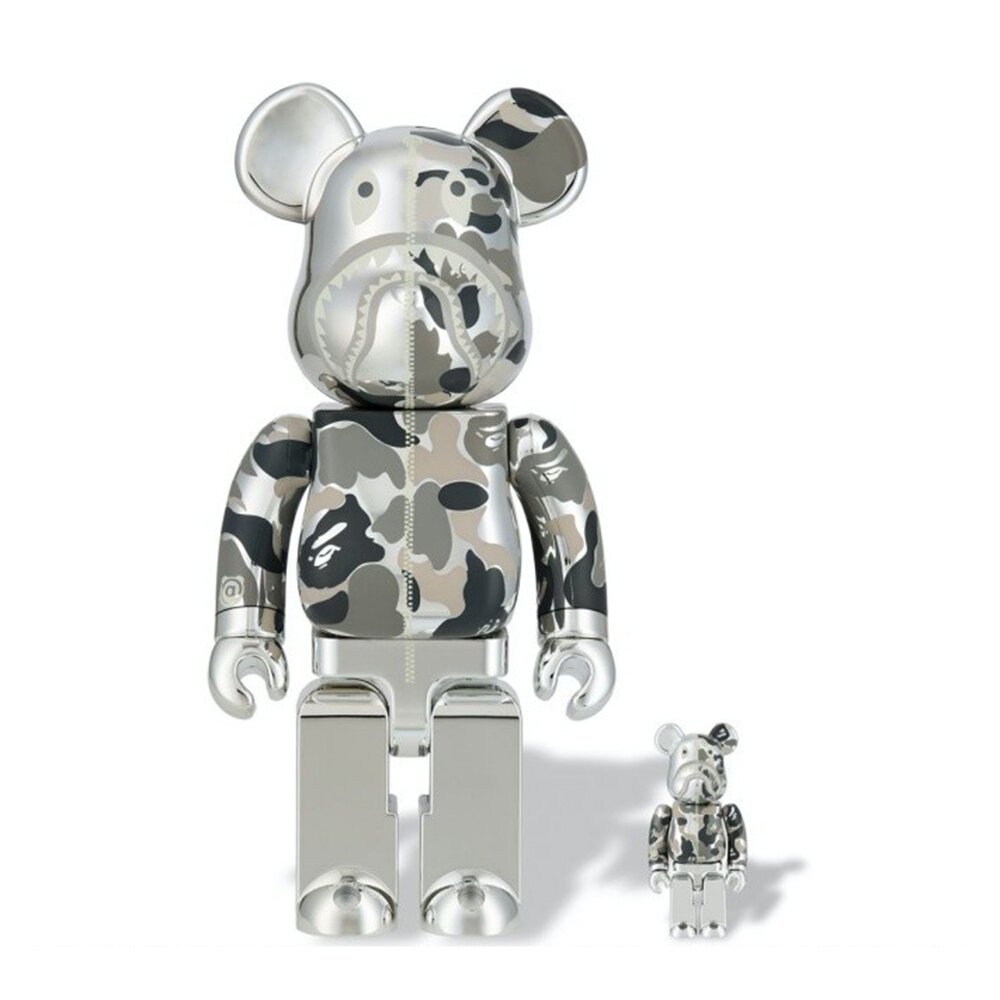 24720341853-bearbrick Bape 銀 庫柏力克熊 潮流公仔 100%+400%
