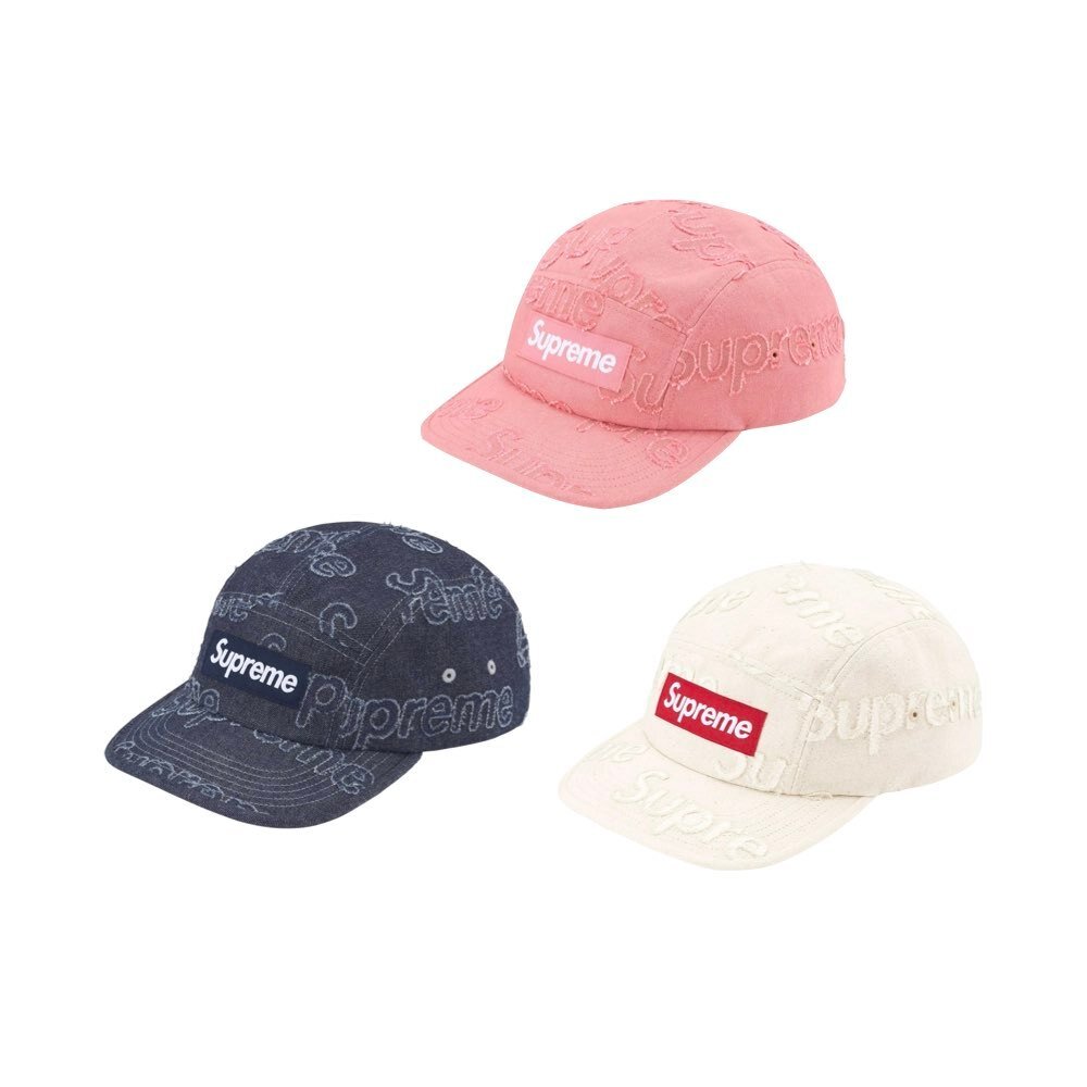 24838636040-Supreme Lasered Denim Cap 滿版 帽子 灰黑/米白/粉色FW24H25