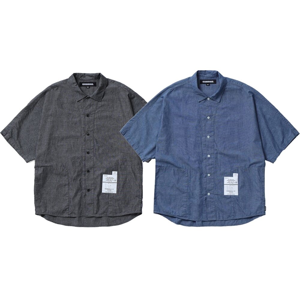 251AQNH-SHM02-Neighborhood Dolmansleeve Shirt SS 黑/靛青 短袖襯衫 251AQNH-SHM02