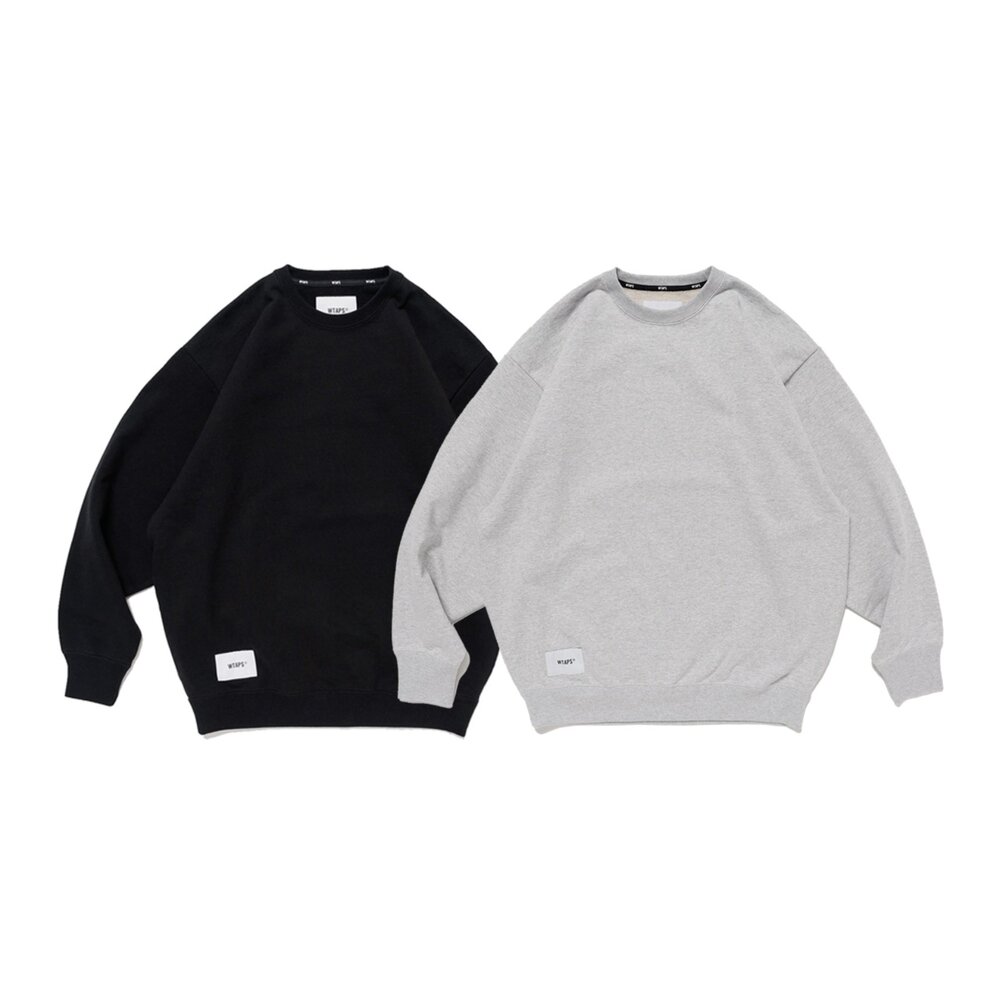 251ATDT-CSM01-Wtaps Sign/Sweater/Cotton Ash Gray 大學T 淺灰色/黑色 251ATDT-CSM01