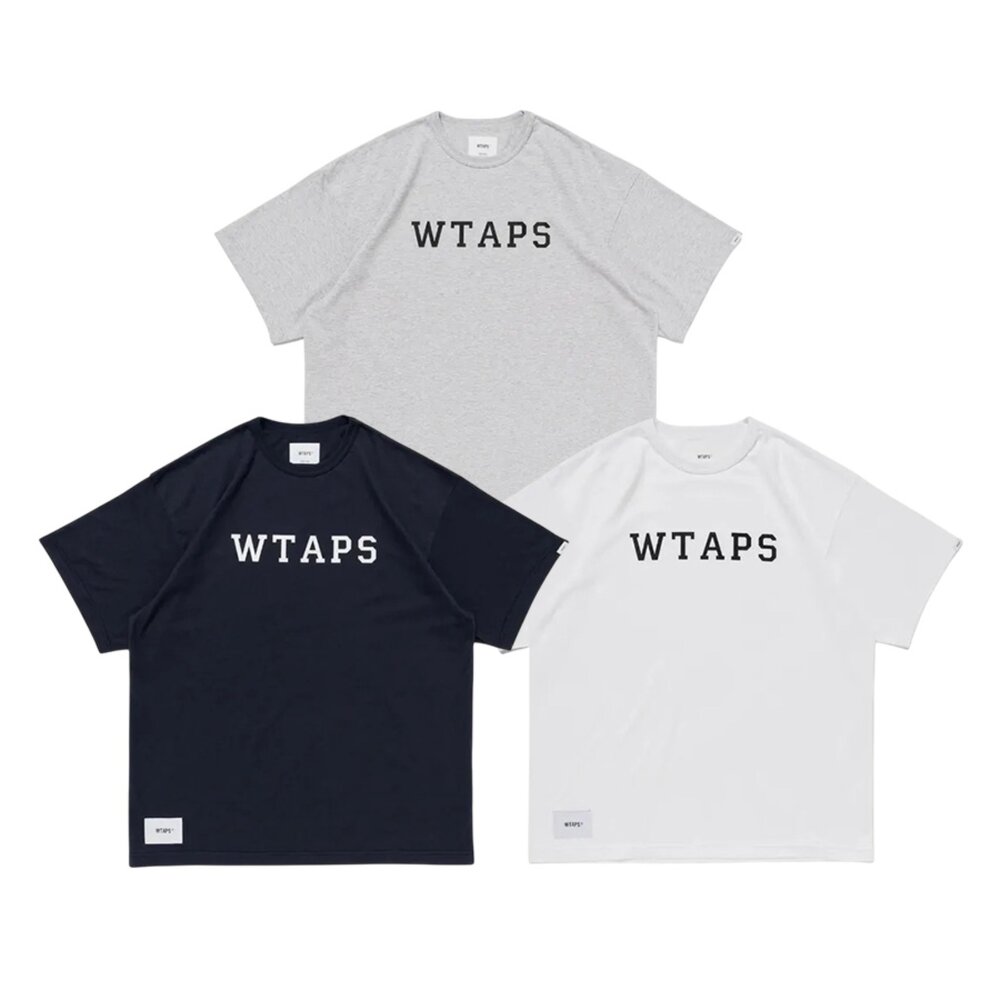 251ATDT-CSM19-Wtaps Academy / 01 / Ss / Ctpl 灰 / 海軍藍 / 白色 Logo 短袖 251ATDT-