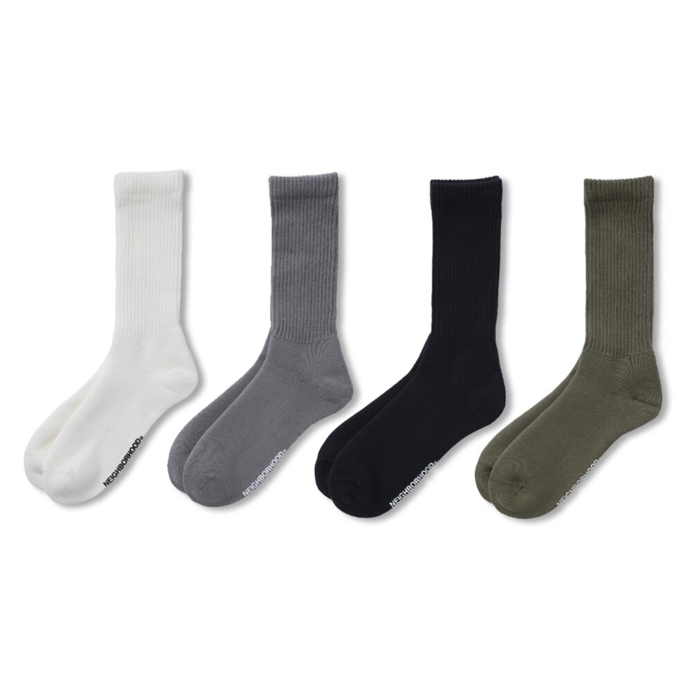 251KWNH-UWM02-NEIGHBORHOOD Plain Socks BLACK 襪子 黑/灰/軍綠/白 251KWNH-UWM02