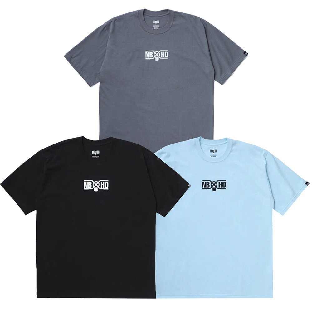 251PCBHN-ST03-Bounty Hunter x Neighborhood Tee SS-3 灰/黑/藍 聯名 BXH 字體 LOGO 短