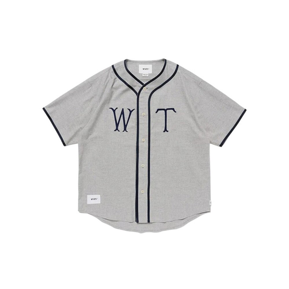 251TQDT-SHM09-Wtaps SS25 League / Ss / Cotton. Twill Gray 灰色 短袖 棒球襯衫 251TQ