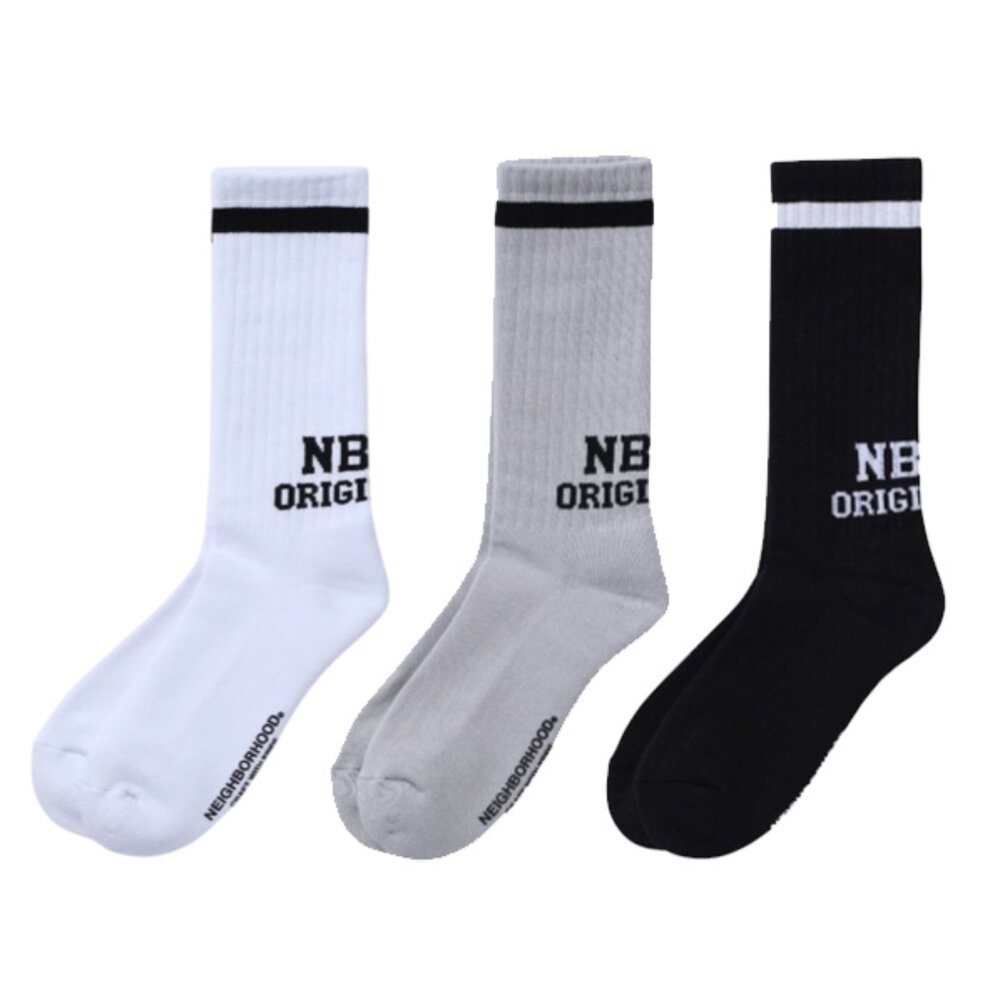 251WINH-UWM01-Neighborhood Logo Line Socks 黑色/灰色/白色 襪子 251WINH-UWM01