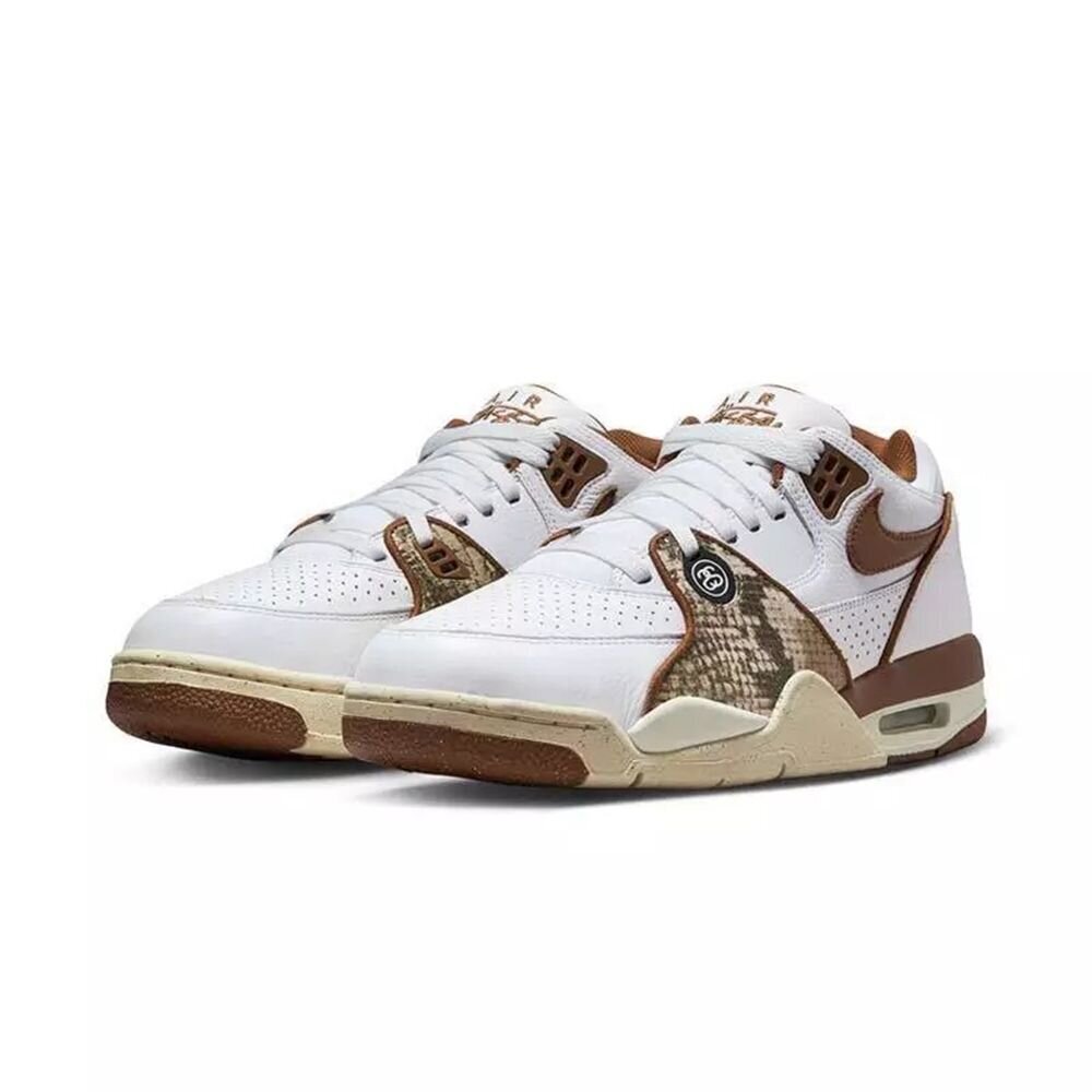 25555523230-Stussy x Nike Air Flight 89 白棕蛇紋 FD6475-100