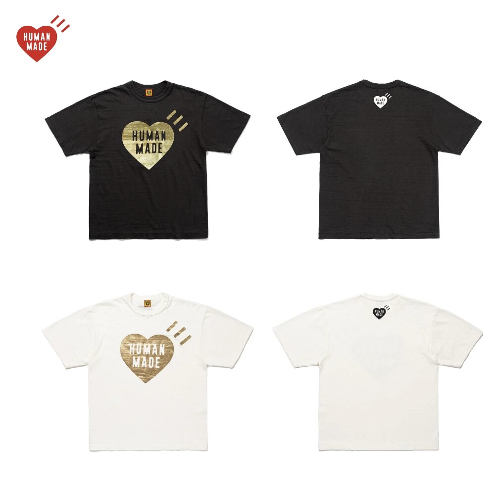 25564453302-Human made 黑金/白金 愛心短袖 HM27TE018