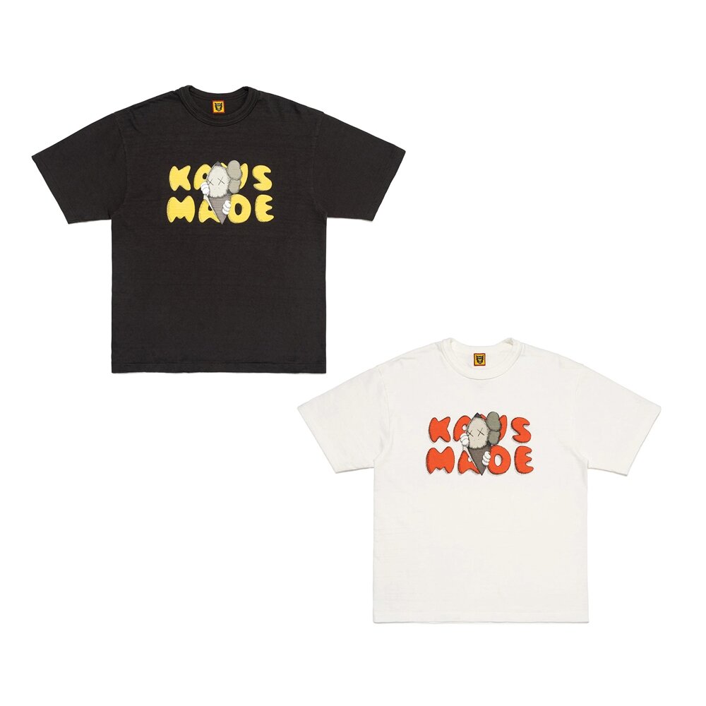 26256320830-Kaws x Human Made 胸前人偶文字 白/黑 短袖T恤 聯名款XX27TE014