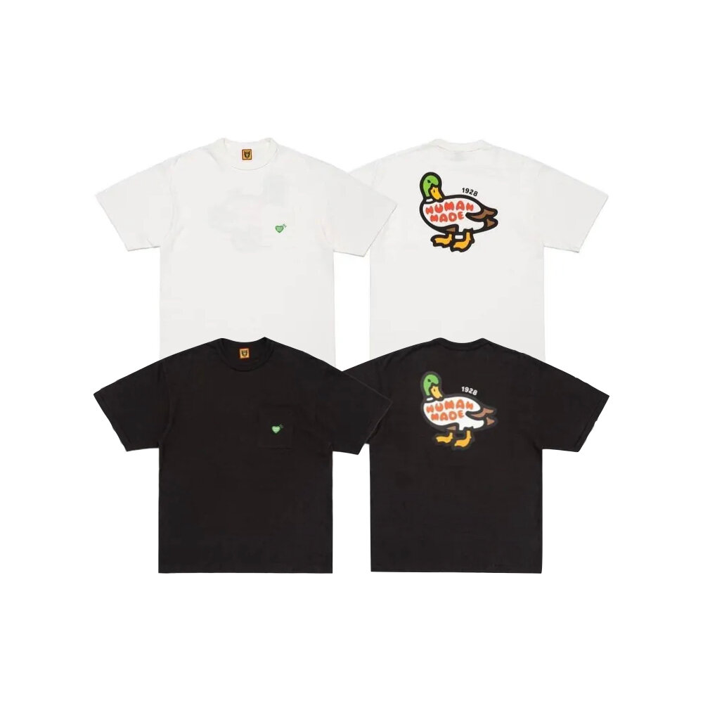 26461176369-Human Made Pocket Tee 綠色愛心 鴨子 白色/黑色 HM26CS053