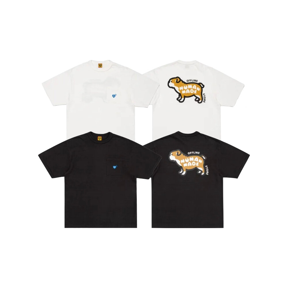 28211176128-Human Made Pocket Tee 藍色愛心 狗狗 白色/黑色 HM26CS052