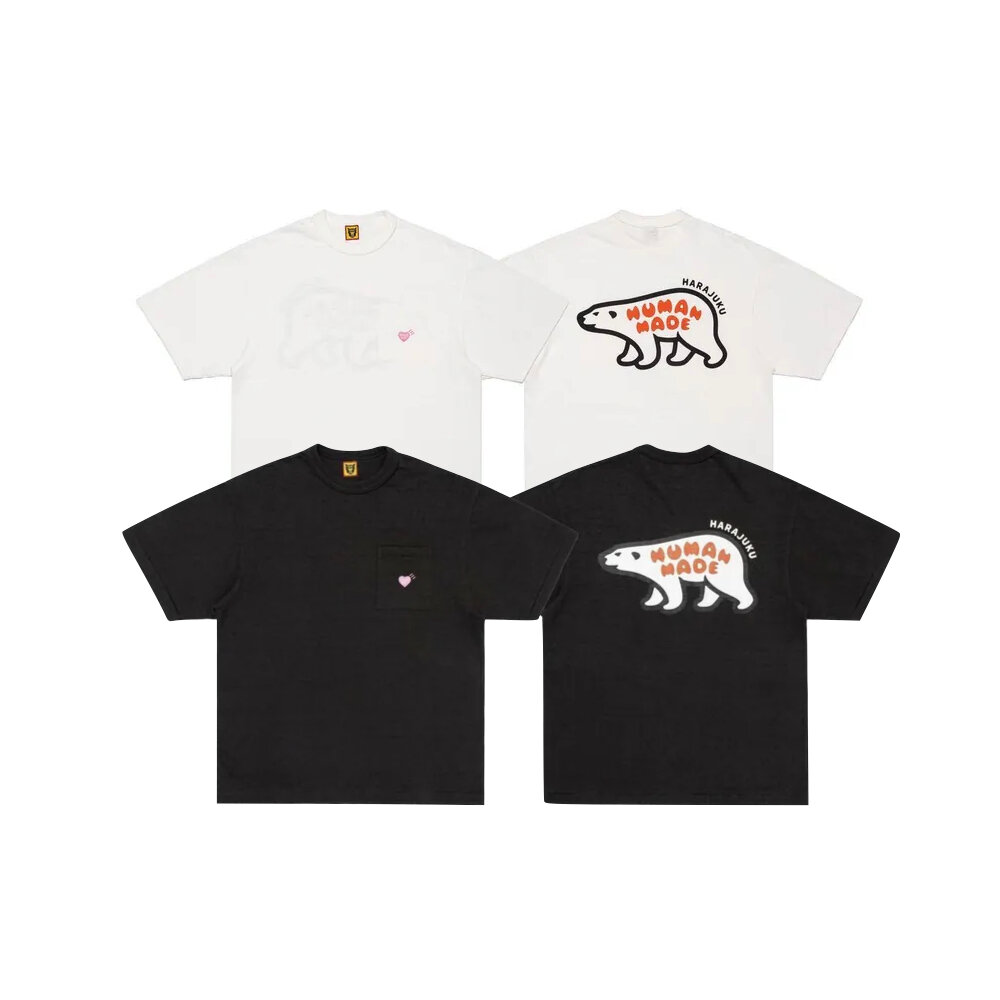 28361181099-Human Made Pocket Tee 粉色愛心 北極熊 白/黑 HM26CS051