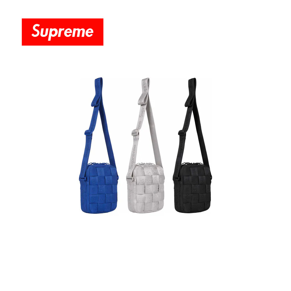 28504404137-Supreme24SSWovenShoulderBag編織BV肩背包灰/藍/黑SS24B43