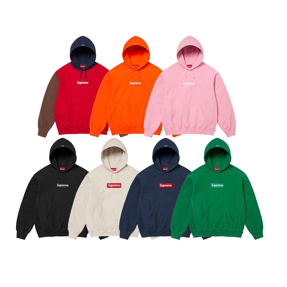 28722257808-Supreme FW24 Box Logo Hooded 帽踢 拼接/橘 FW24SW11