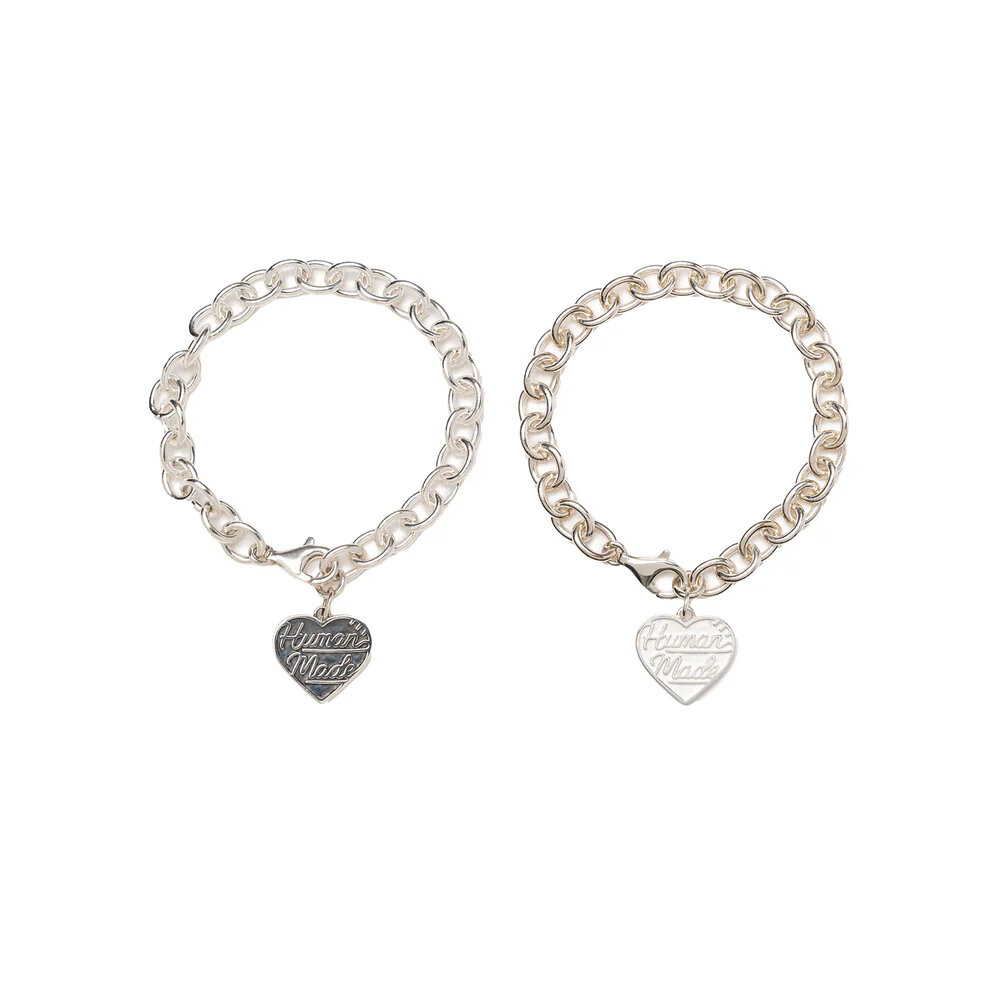 29957681303-Human Made HeartSliverBracelet純銀手鍊銀/黑HM28GD068