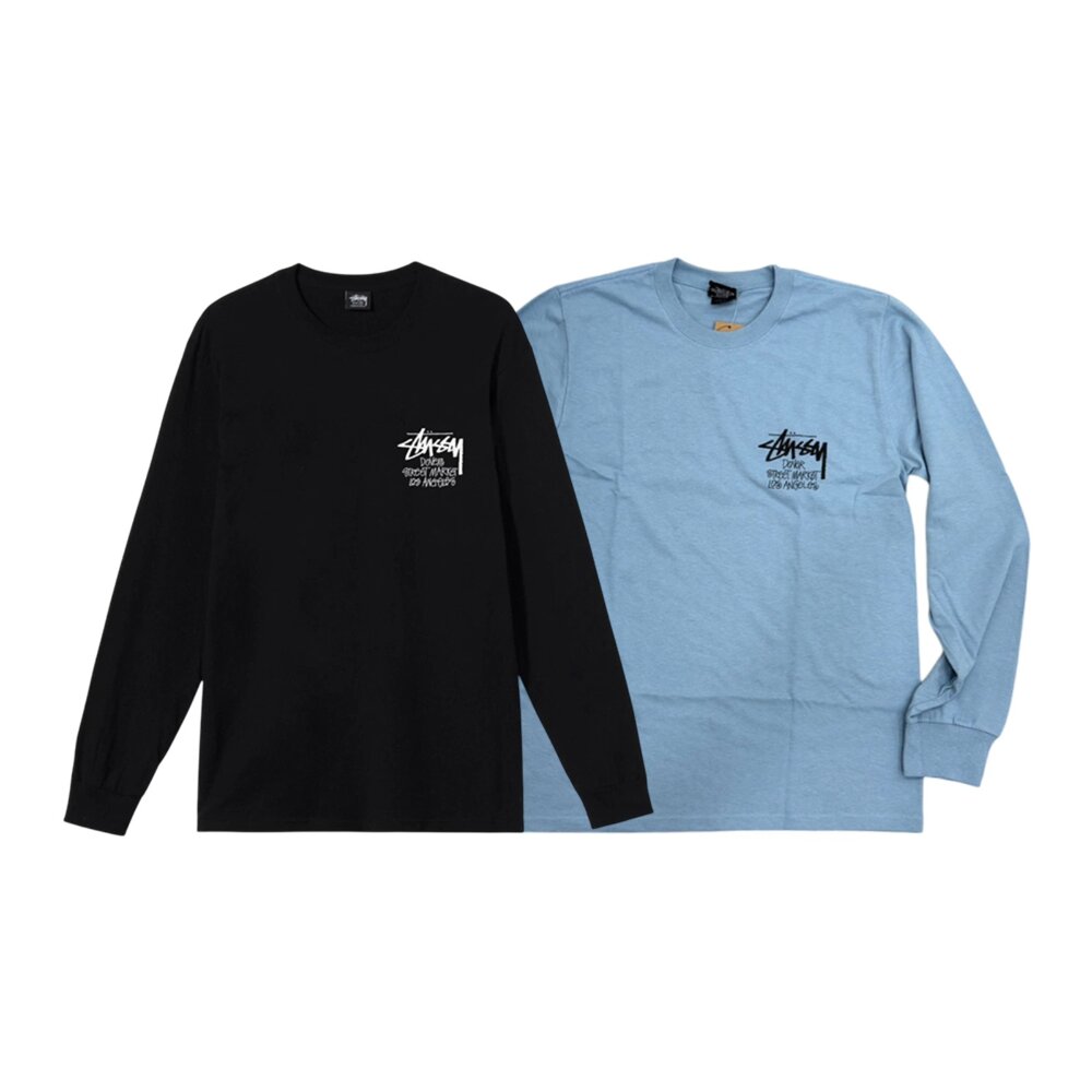  DSM x Stussy Stock Los Angeles Tee 黑、淺藍 薄長袖