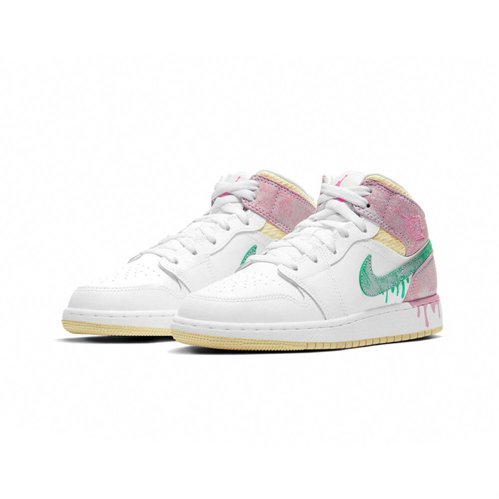 5776413083-Air Jordan 1 Mid Paint Drip 白粉 冰淇淋 DD1666-100