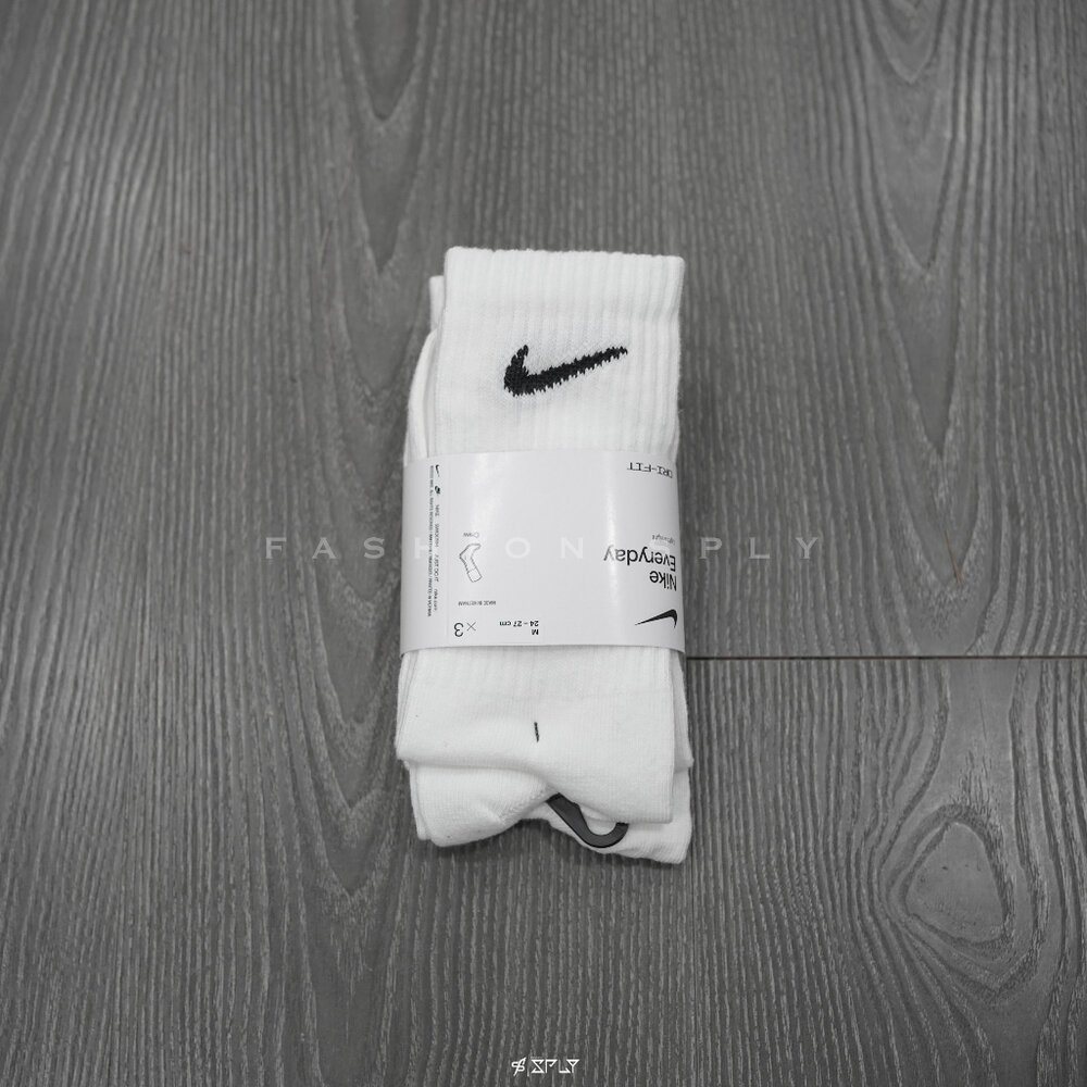 Nike Everyday Cushion Crew 長襪/中筒/短襪 白黑 三雙一組-圖片-2