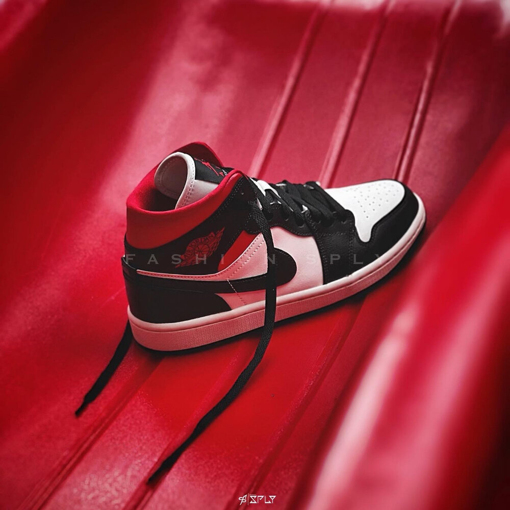 W Air Jordan 1 Mid Black Sail 黑紅 BQ6472-061-圖片-6